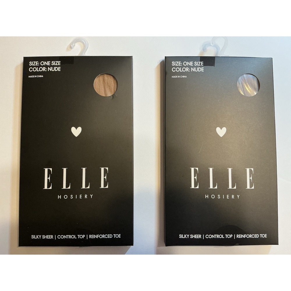 Elle NIP Sheer Nude Pantyhose Hosiery Women 1 Size Lot Of 2